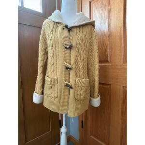 Cabela's Mustard Yellow Cable Knit Sweater Jacket Size Large